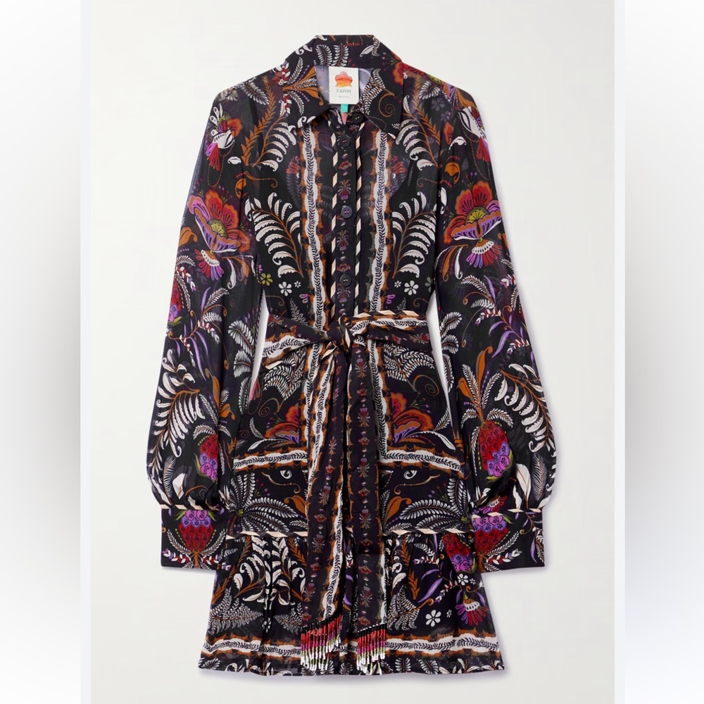 FARM RIO
CLASSIC GARDEN LONG SLEEVE MINI DRESS - SHIRT DRESS